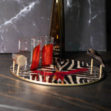 Feathered Finesse Serving Tray with Horn Handles