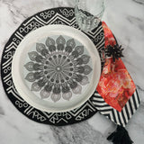 Midnight Monochrome  Bohemian Mandala Ceramic Plates