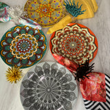 Tangerine  Bohemian Mandala Ceramic Plates