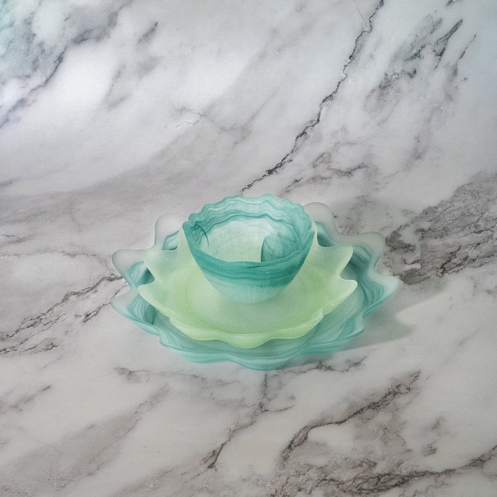 Artisan Teal Glass Plates
