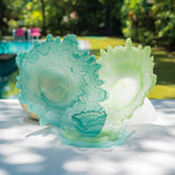 Sculpture Lime Glass Serving Bowl