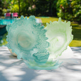 Sculpture Teal Glass Serving Bowl