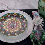 Emerald Green  Bohemian Mandala Ceramic Plates