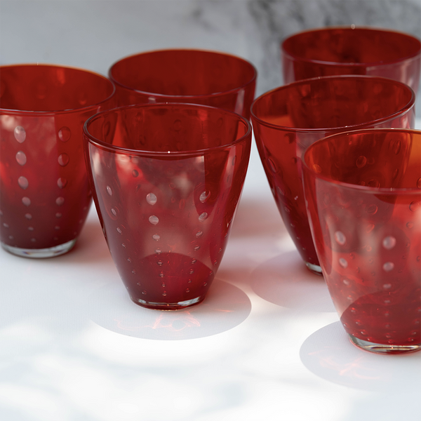 Red Raindrop Glasses ( set of 6)