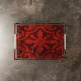Acrylic  Red Ikat Tray Tables