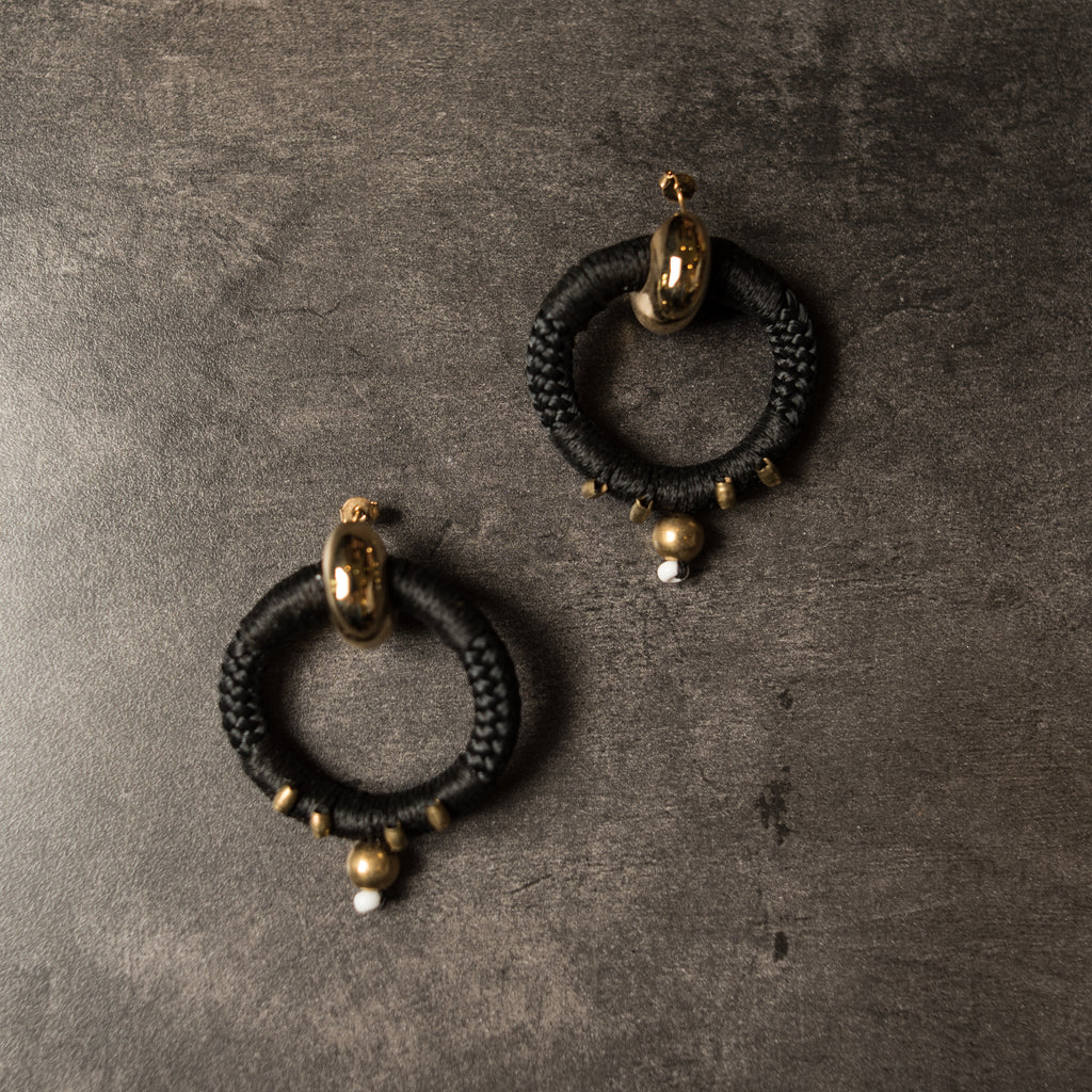 Beaded Point Circle Earrings