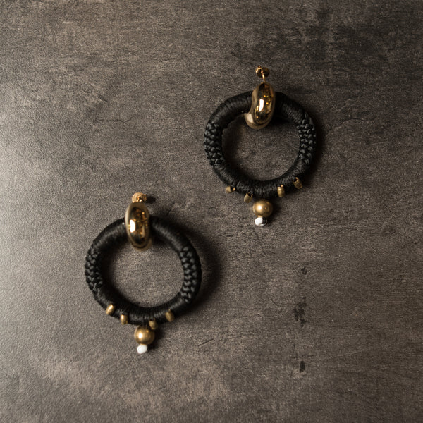 Beaded Point Circle Earrings