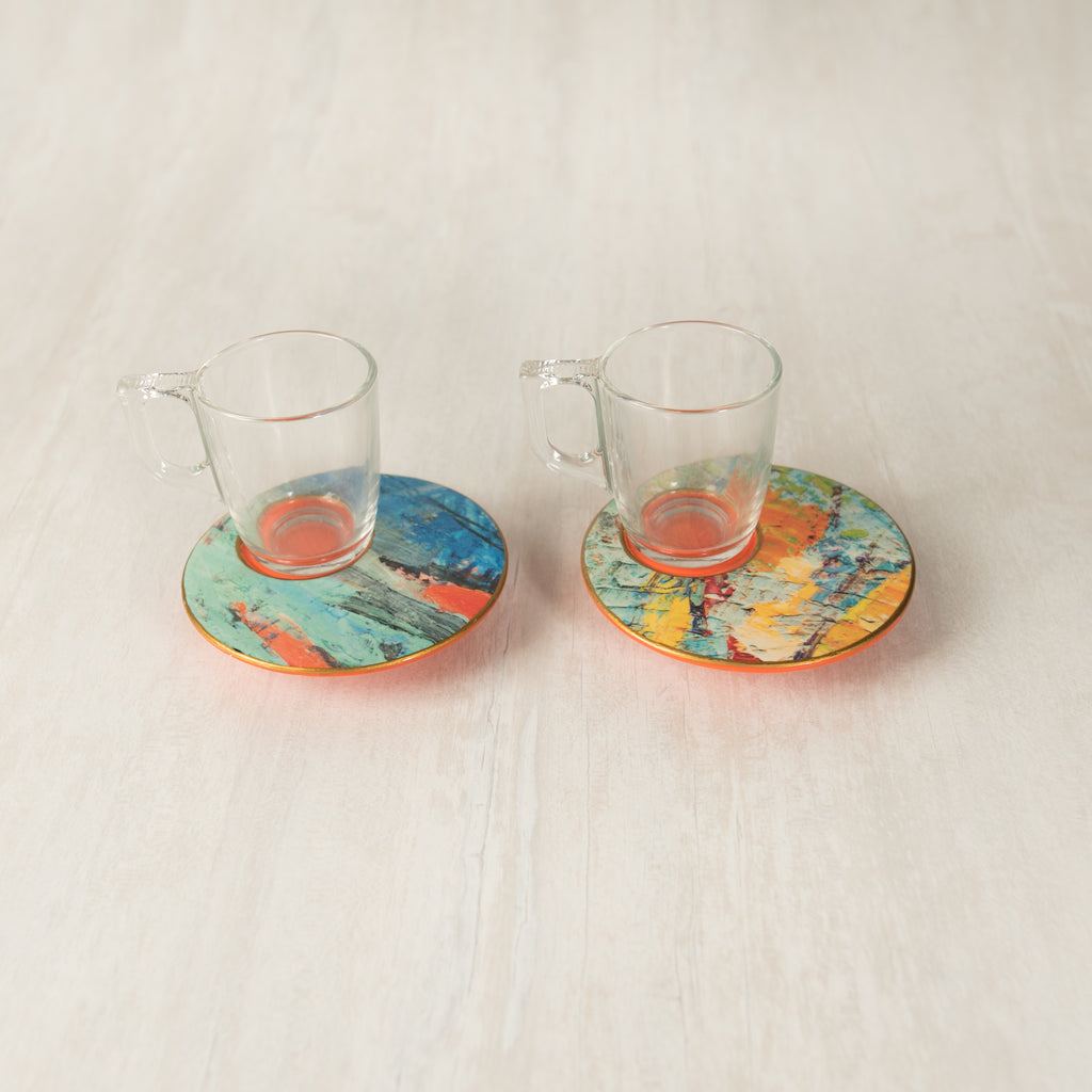 Iznik Art series Ceramic Coffee Set  (Set of 2)