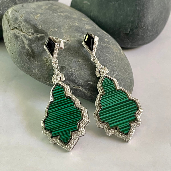 Malachite  CZ Earrings