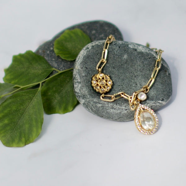 Uncut Polki Kundan Faux Diamond Pendant
