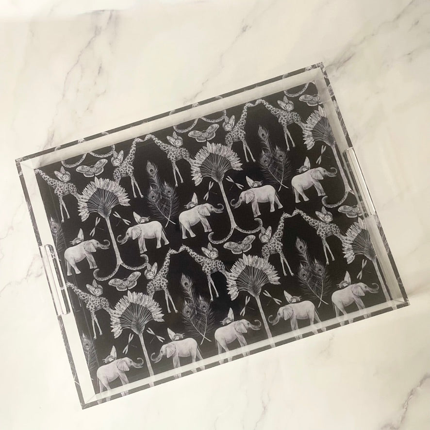 Acrylic Elephant Print Tray L