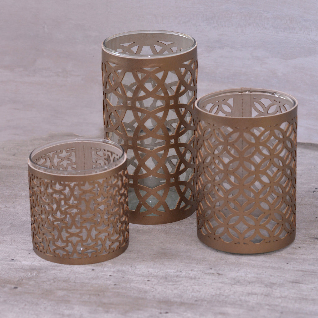 Candle holder Glass Gold Set