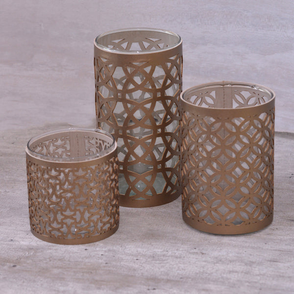 Candle holder Glass Gold Set