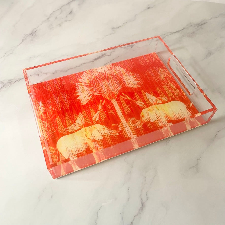 Acrylic Orange Elephant PrintTray(S)
