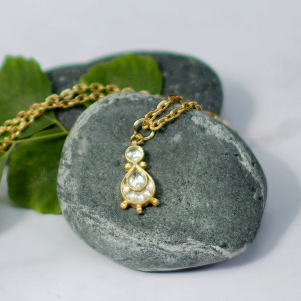 Uncut Polki Kundan Faux Diamond Pendant