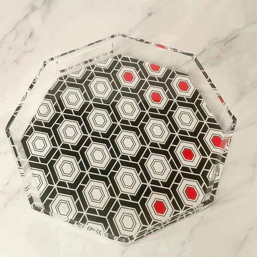 Acrylic Geometric Print Hex Tray