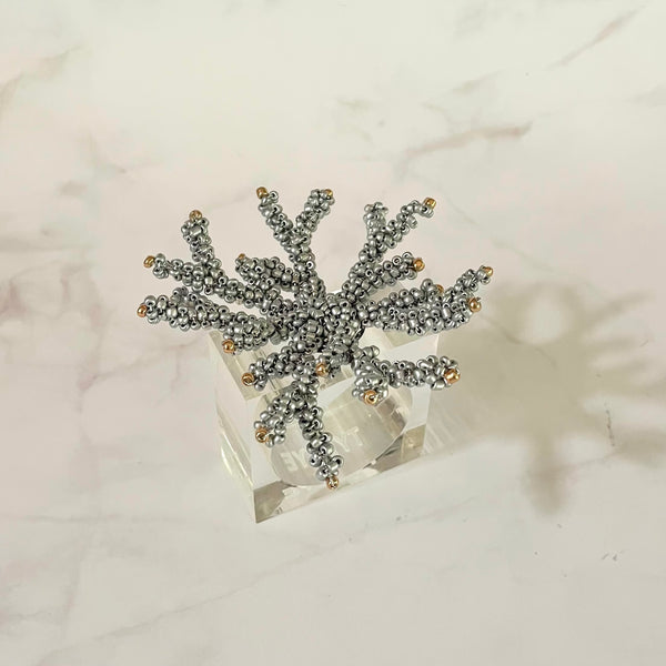 Coral Silver Beaded Napkin Rings (set of 4)