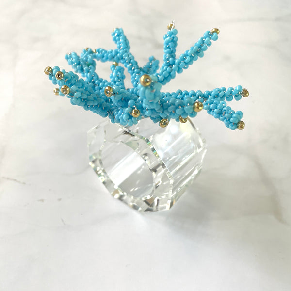 Coral Blue Napkin Rings (set of 4)