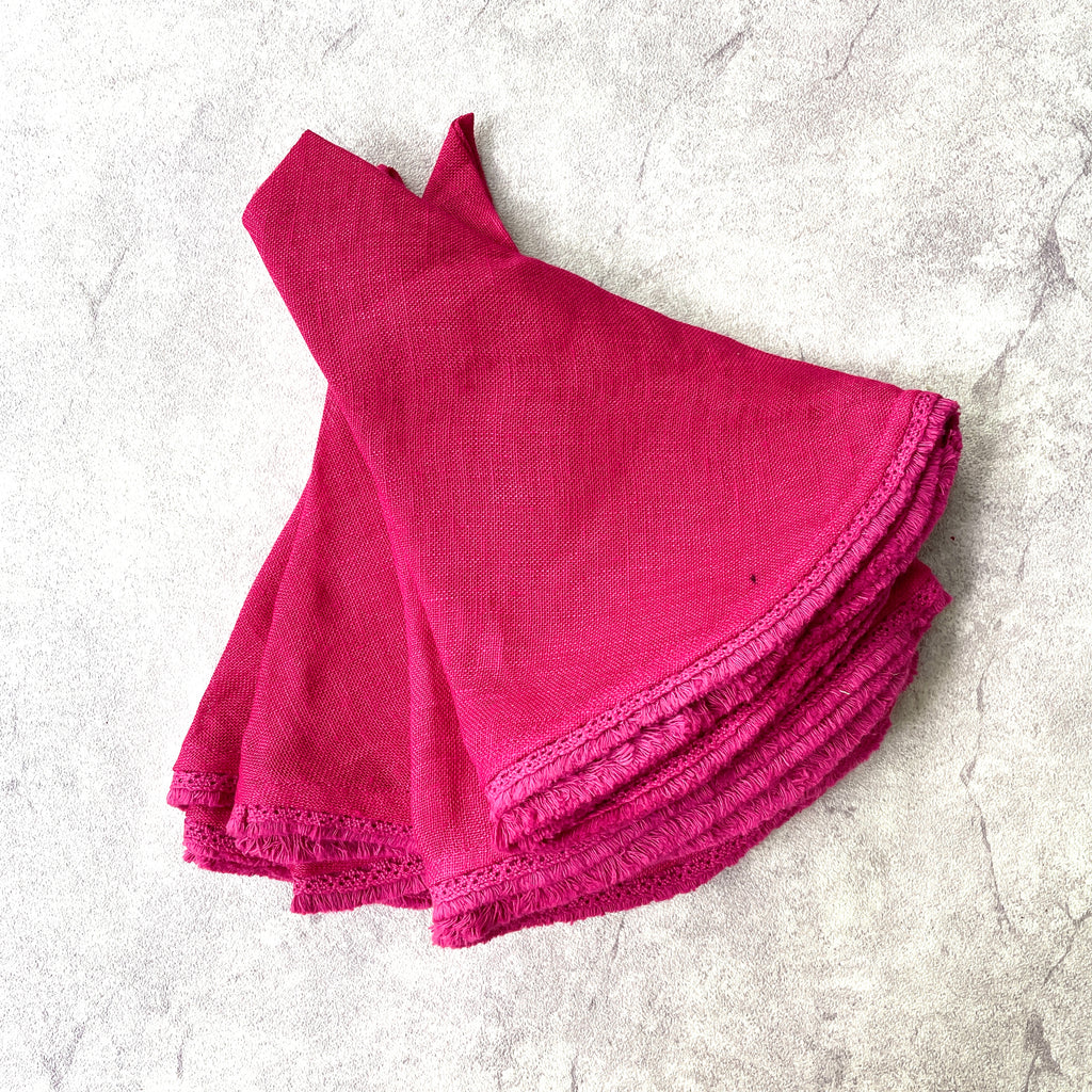 Fuschia Pink Round Napkins ( Set of 4)