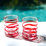 Red Ribbon Swirl Glasses ( set of 6)