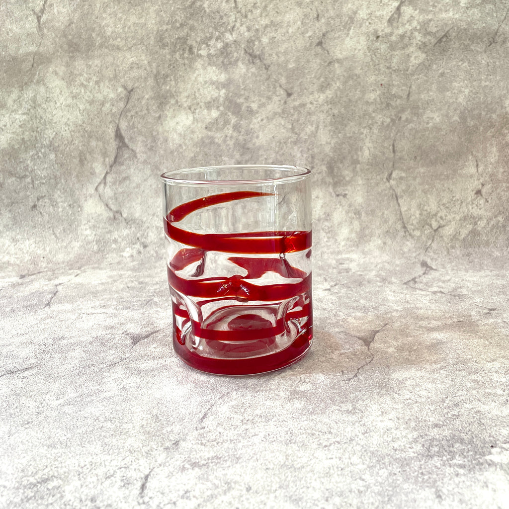 Red Ribbon Swirl Glasses ( set of 6)