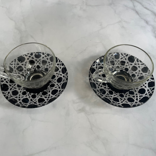 Black Handcut Glass Teaset ( Set of 2 )