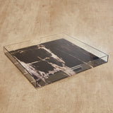 Acrylic  Petrified Wood Look Square Tray Tables