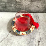 Iznik Ceramic Cake Plate with Fez Glass Top and Tassle
