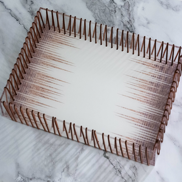 Vertex Luxe Acrylic Tray with Faux Leather Weave