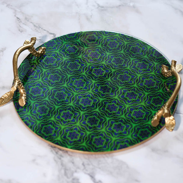 Geometric Serving Tray with Gold Handles