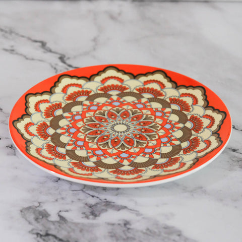 Tangerine  Bohemian Mandala Ceramic Plates