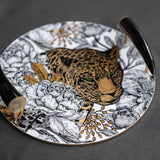 Leopard Serving Tray with Horn Handles