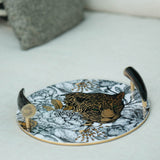 Leopard Serving Tray with Horn Handles