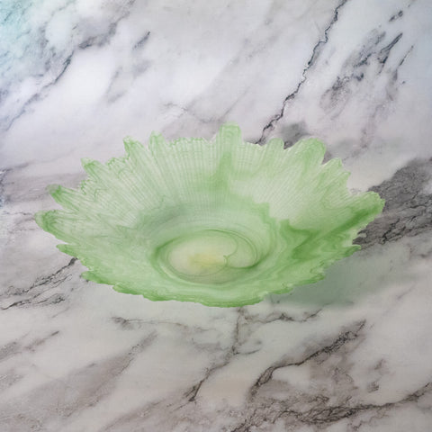 Sculpture Lime Glass Serving Bowl
