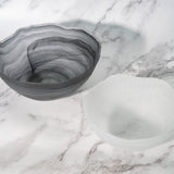 Sculpture Black Glass Serving Bowl
