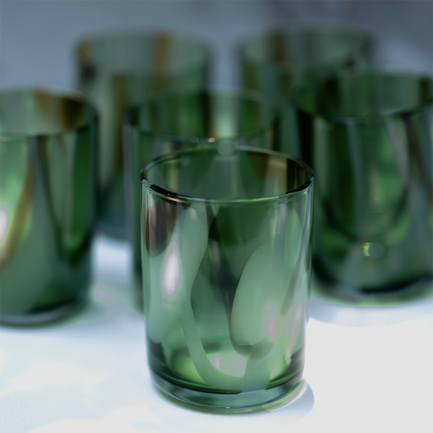 Green Swirl Glasses  (Set of 6)