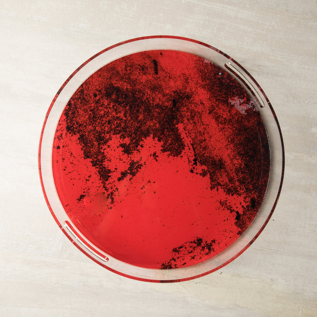 Acrylic Round Crimson Art Tray(M)
