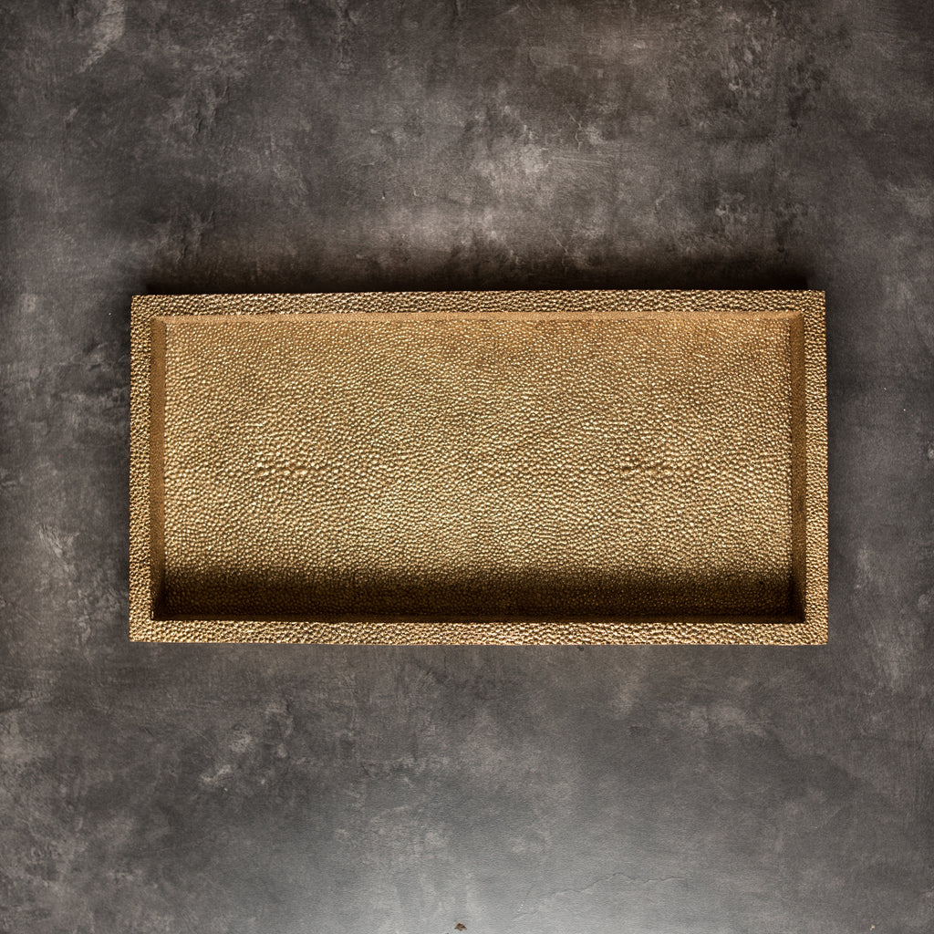 Luxor Faux Shagreen Rectangle Gold (S)