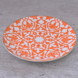 ceramic, side plate, cake plate, cheese plate, orange, oriental, turkish, white, middle eastern design, flower, tye tye, singapore