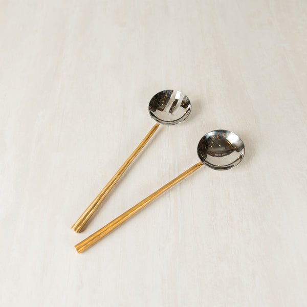 Luna Serving Spoon with Gold Handle Set
