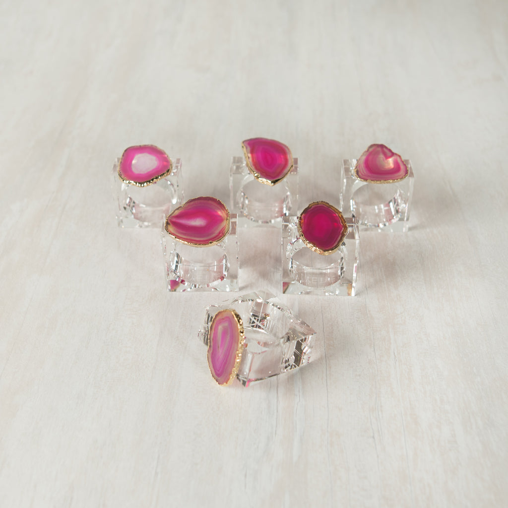 Agate Napkin Rings pink (set of 6)