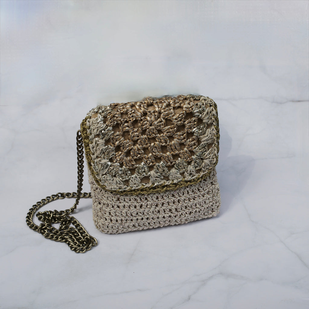 Mykonos Silver Crochet Bag