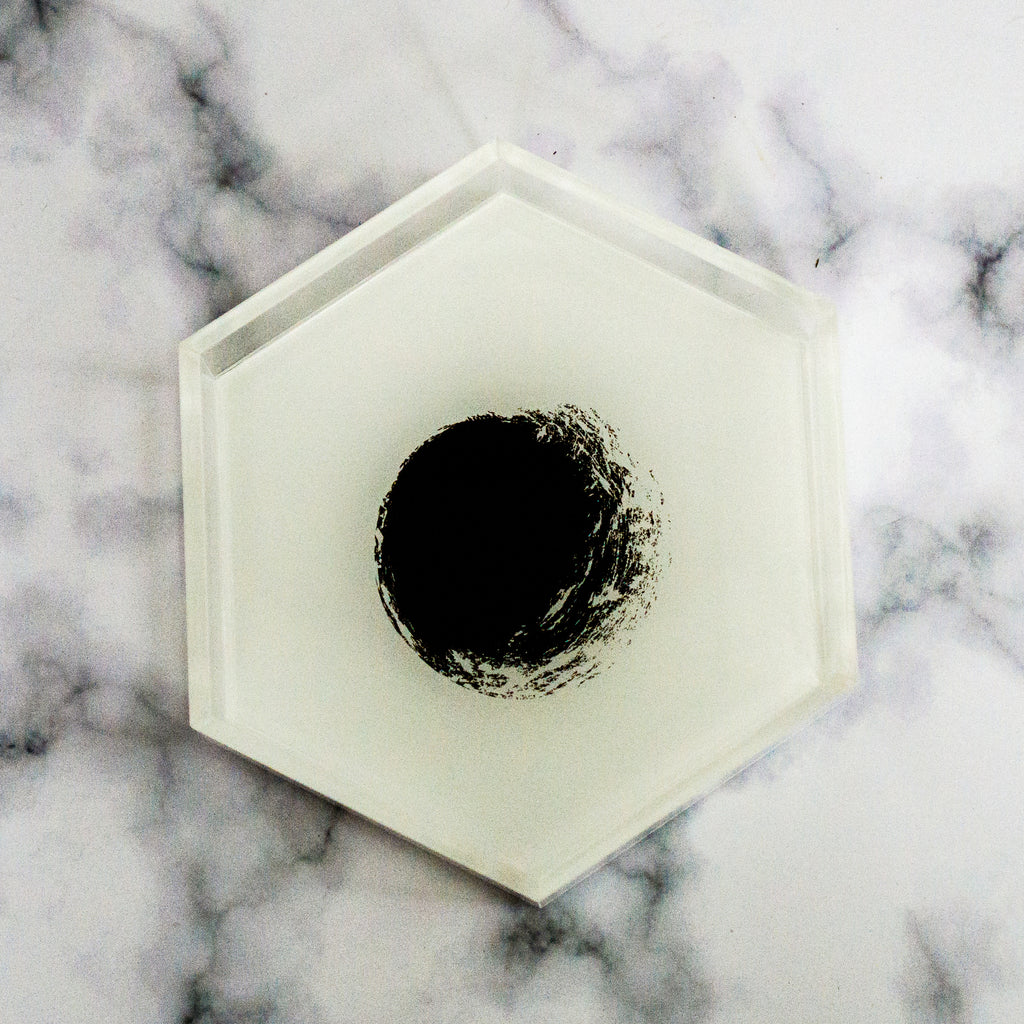 Acrylic Black and White Hex Tray