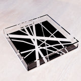 Acrylic Black and White Minimalistik Square Tray (S)