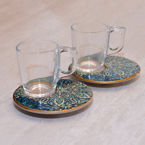 Iznik Art series Ceramic Coffee Set  (Set of 2)