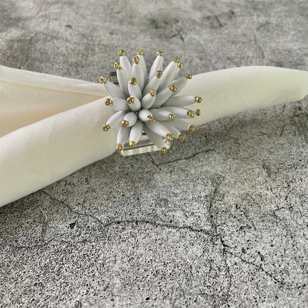 Bloom White Napkin Rings (Set of 4)