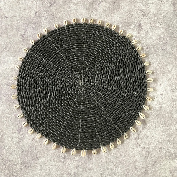 Shell Rattan Black Placemats