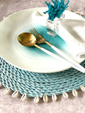 Shell Rattan Blue Placemats