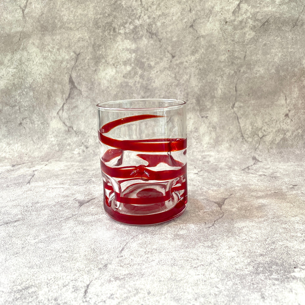 Red Ribbon Swirl Glasses  ( set of 6)