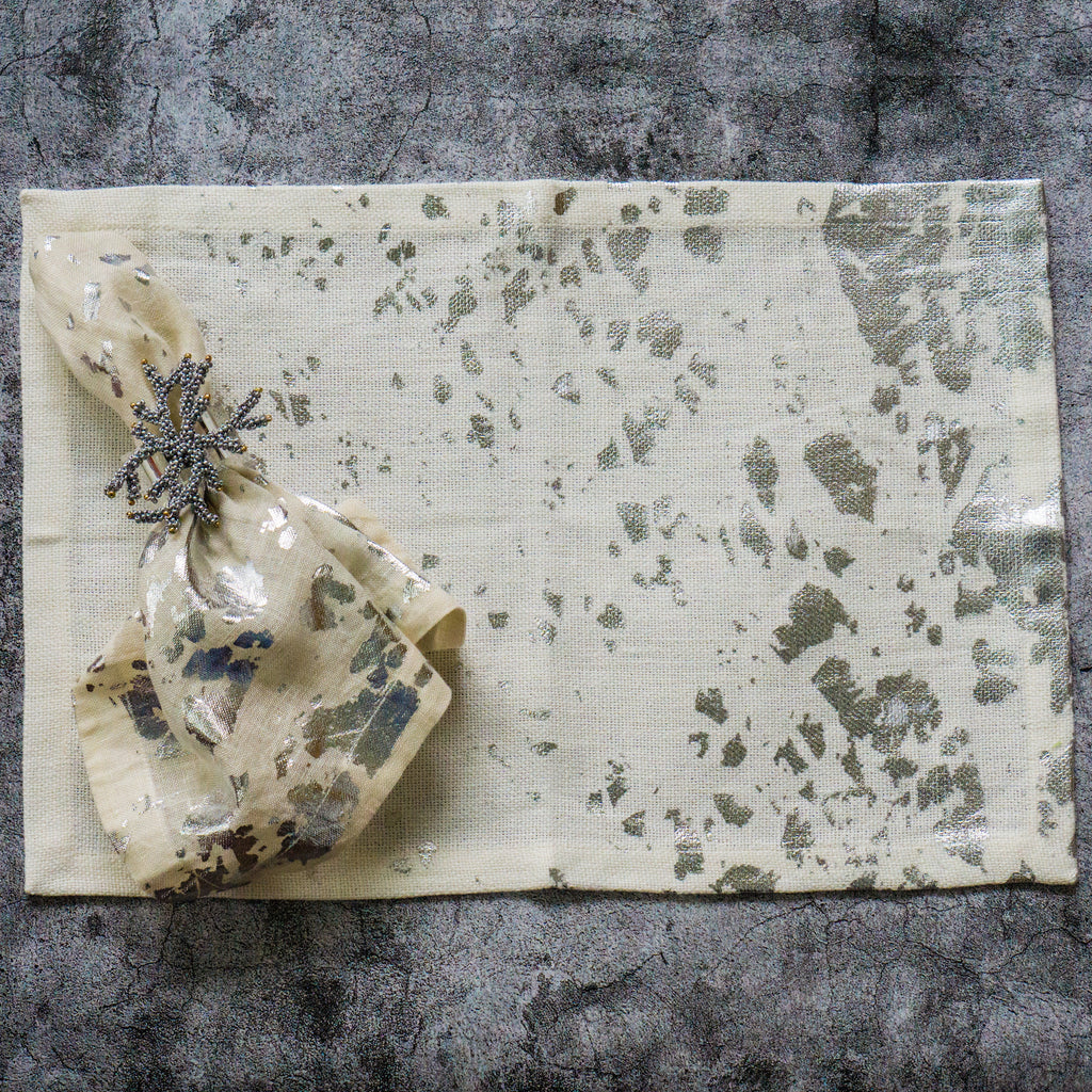 Silver Foil Linen Napkins (Set of 4)